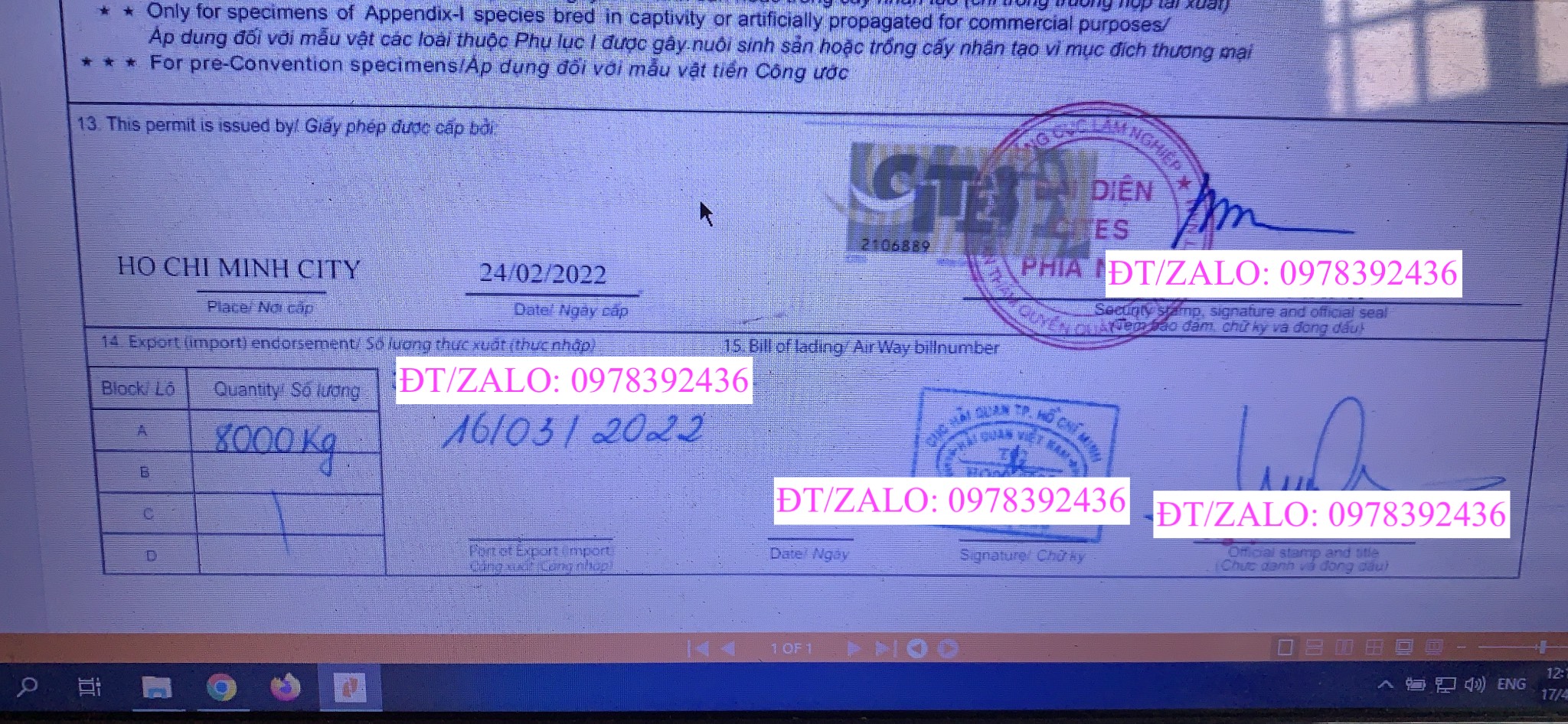 Xin giấy phép CITES xuất khẩu trầm hương